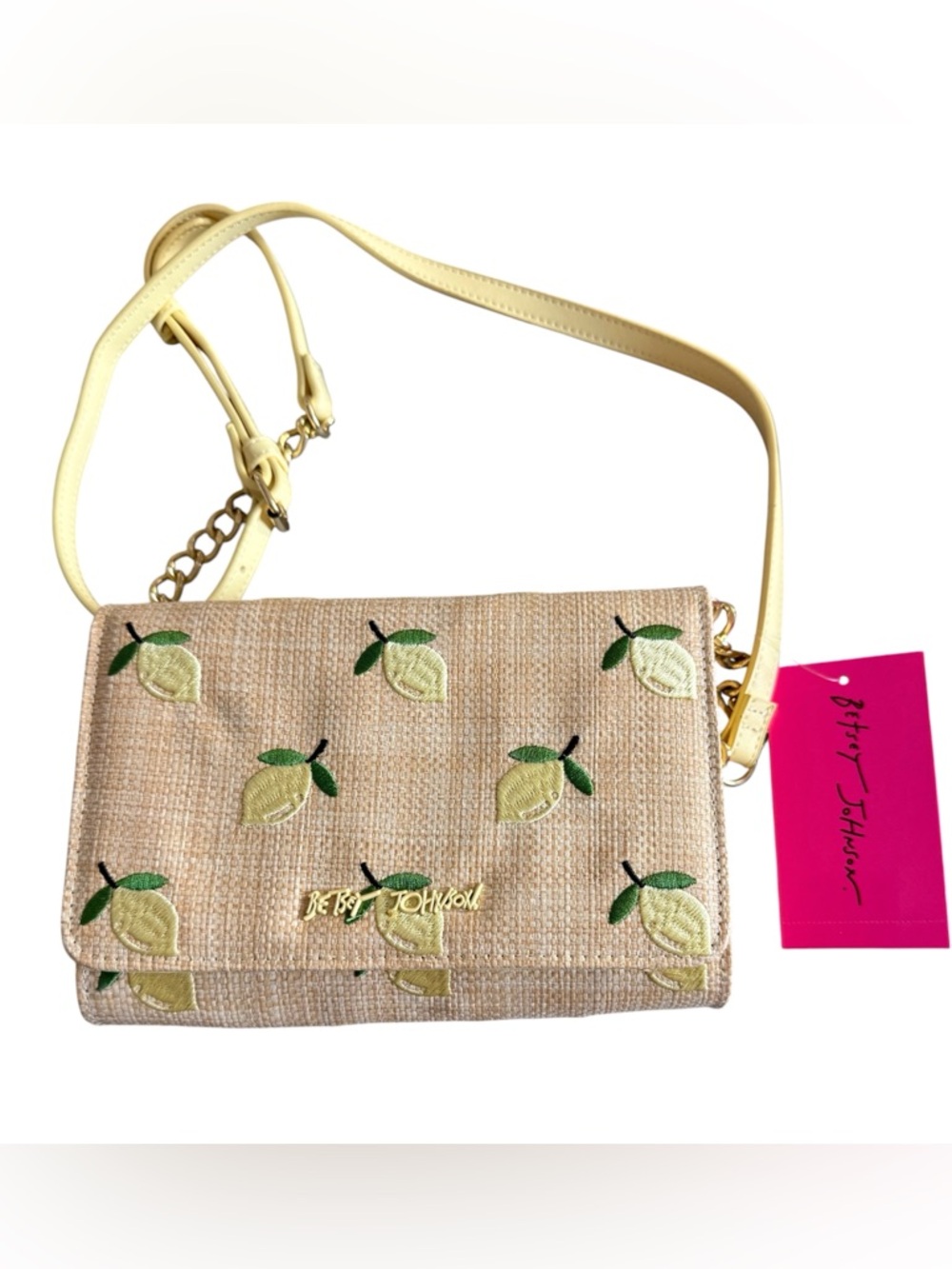 Betsey Johnson Yellow Lemon Embroidered Crossbody Bag—NWT